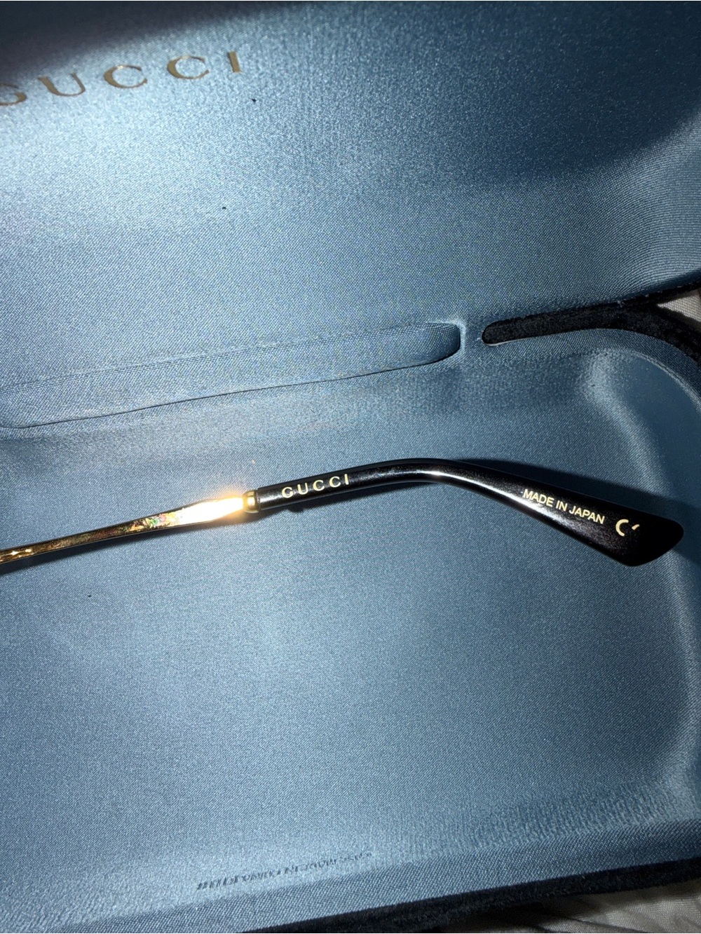 Gucci Gold Round Glasses with Red and Black Trim - Picture 3 of 4